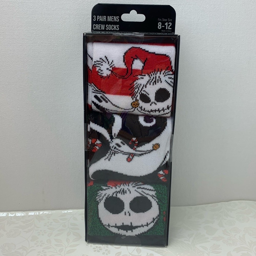 The Nightmare Before Christmas  3 pair mens crew socks‎ , new in the box